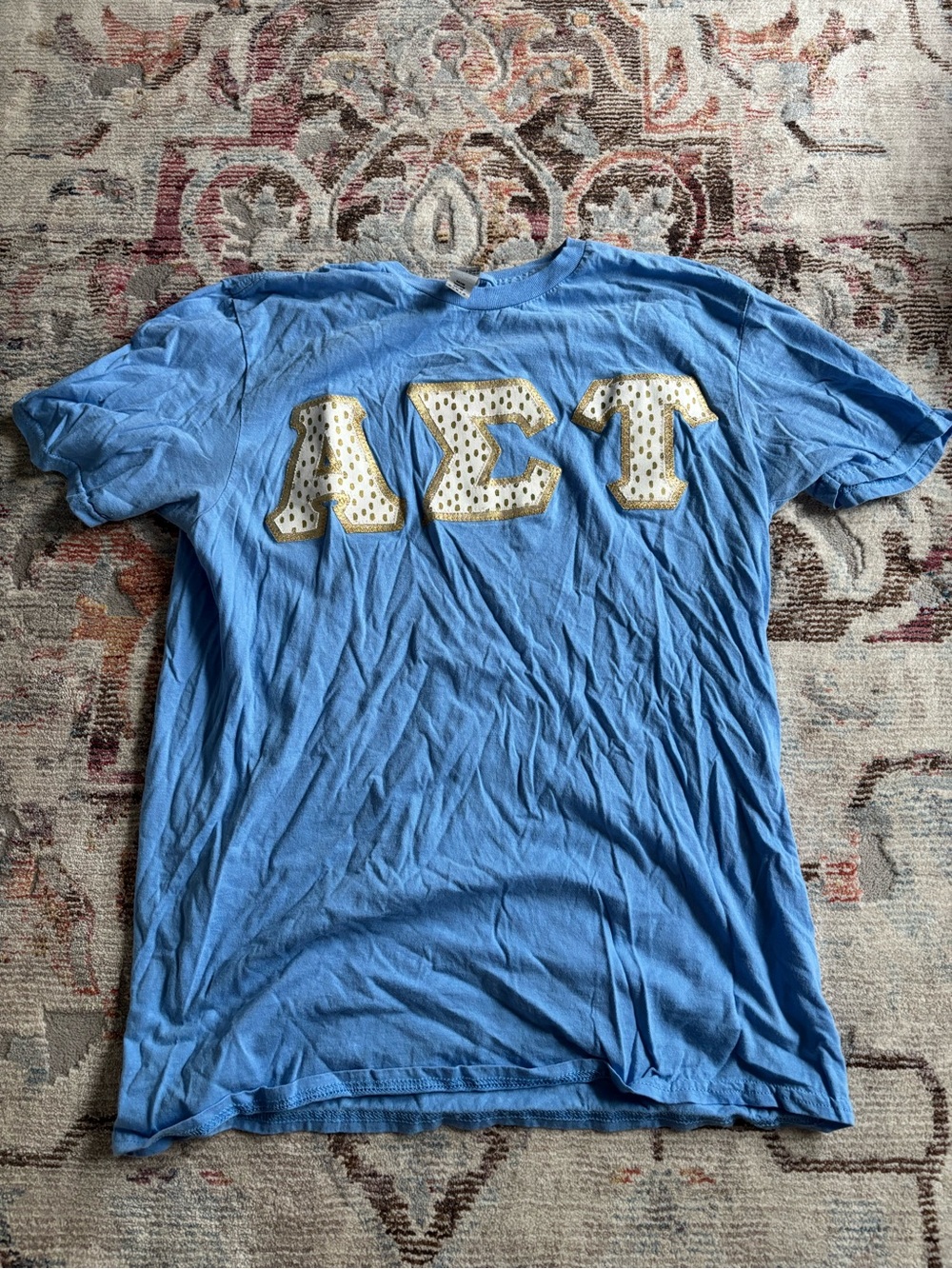 Light Blue T-Shirt with Greek Letters ΑΣΤ